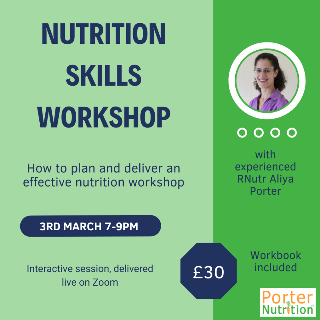 Publicity for a workshop to learn how to run nutrition workshops